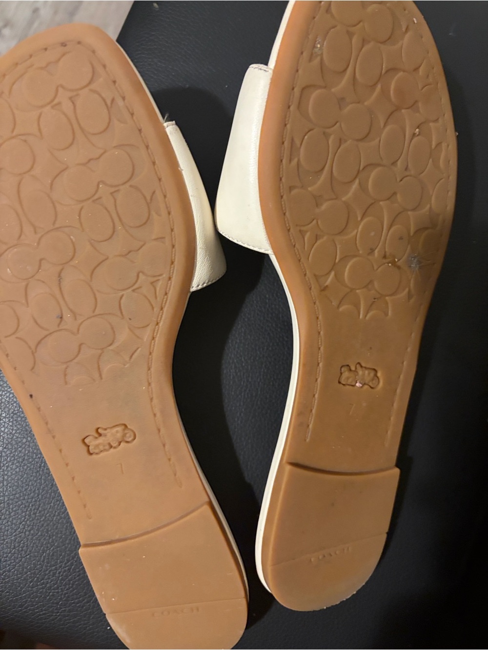 Coach Cream Slide Sandals with Gold Logo - Picture 4 of 4